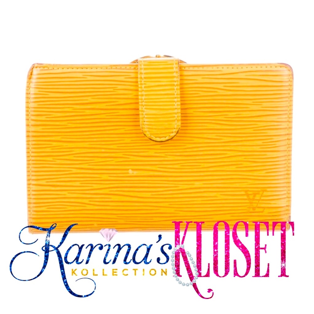 Louis Vuitton Epi Yellow Leather French Purse, LV Bifold Kiss Lock Wallet 🎀